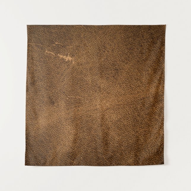 Aged Brown Leather: Classic Texture Tapestry (Front)