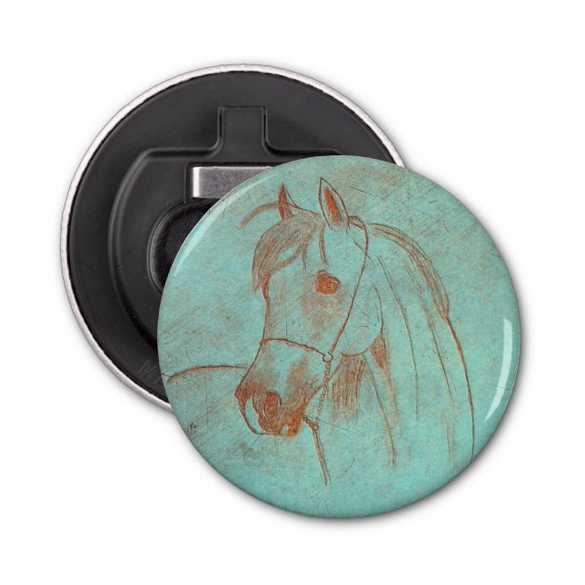 Aged Copper Engraved Horse Bottle Opener (Front)