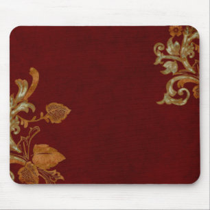 Aged Copper Flourish on Burgundy Mouse Pad