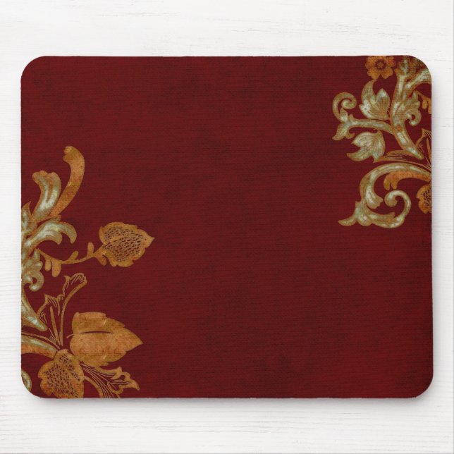 Aged Copper Flourish on Burgundy Mouse Pad (Front)