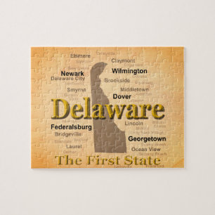 Aged Delaware State Pride Map Jigsaw Puzzle