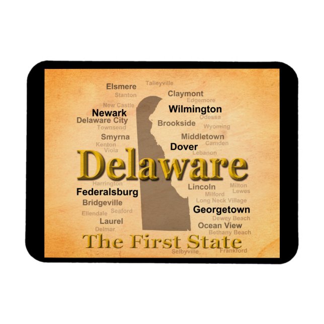 Aged Delaware State Pride Map Magnet (Horizontal)