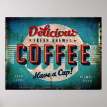 Aged Delicious Fresh Brewed Coffee Antique Replica