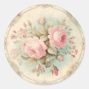 Aged Delights, Pink Shabby Chic Classic Round Sticker