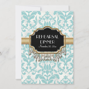 Aged Distressed Damask Golden Bling Look Wedding Invitation