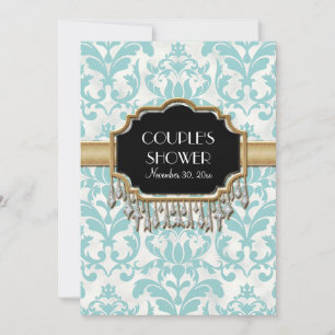 Aged Distressed Damask Golden Bling Look Wedding Invitation