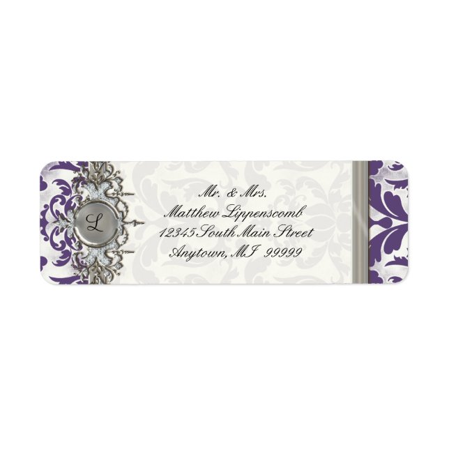 Aged Distressed Damask Silver Bling Look Wedding (Front)
