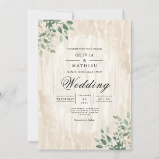 Aged Earth Botanical Arch Wedding Invitation
