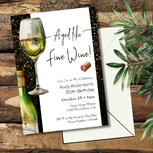 Aged Fine Wine 80th Birthday Invitation