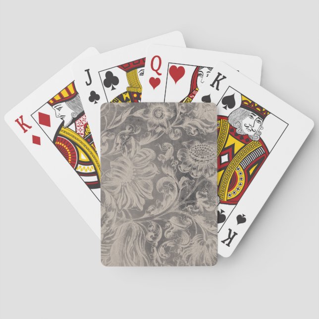 Aged Floral Playing Cards (Back)