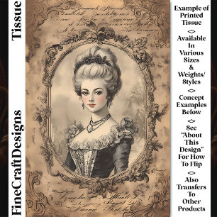 Aged French Baroque Portrait Sepia CW8L Decoupage Tissue Paper