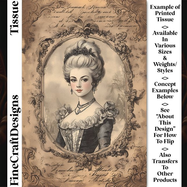 Aged French Baroque Portrait Sepia CW8L Decoupage Tissue Paper (Creator Uploaded)