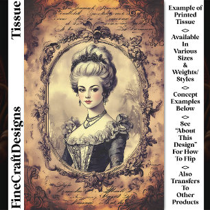 Aged French Baroque Portrait Sepia CW8LF Decoupage Tissue Paper