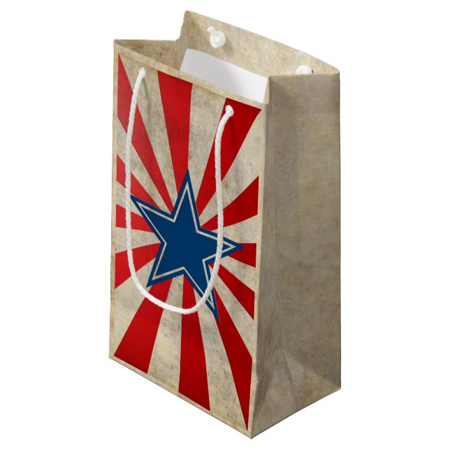 Aged Glory - Red, White and Blue Small Gift Bag (Front Angled)