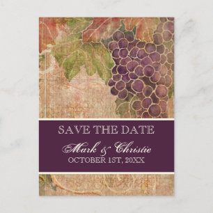 Aged Grape Vineyard Save the Date Post Card