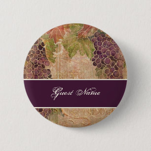 Aged Grape Vineyard Save the Date Postage 6 Cm Round Badge