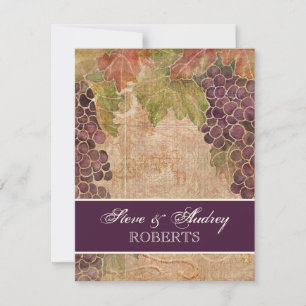 Aged Grape Vineyard Wedding Stationery - flat card
