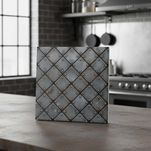 Aged Iron Plate and Rivets #21 ID1227 Tile