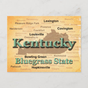 Aged Kentucky State Pride Map Silhouette Postcard