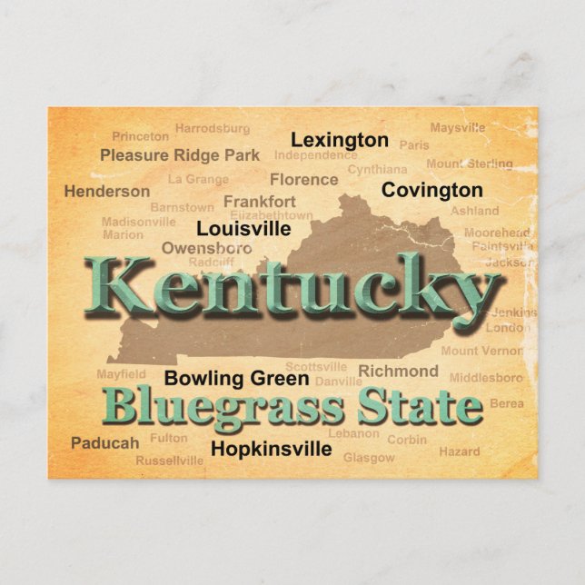 Aged Kentucky State Pride Map Silhouette Postcard (Front)