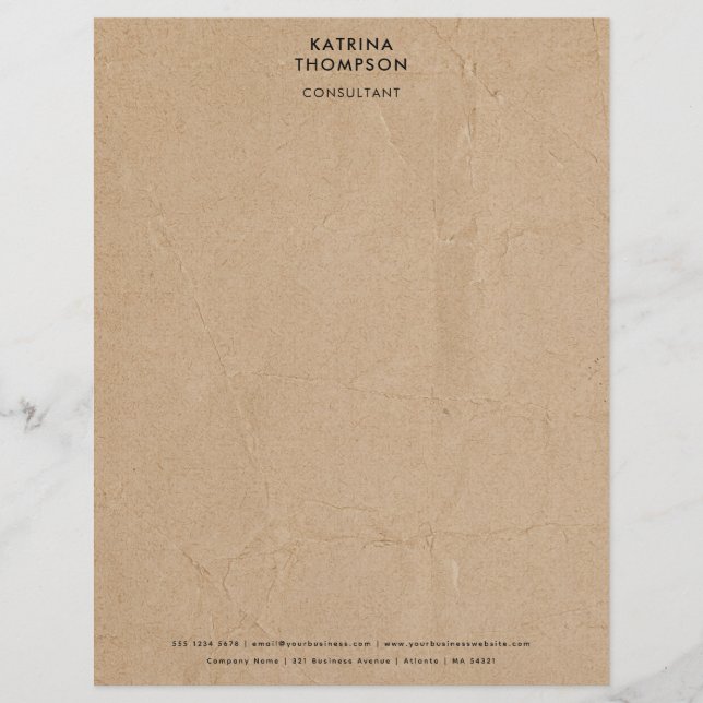 Aged Kraft Paper Minimalist Business Corporate  Custom Letterhead (Front)