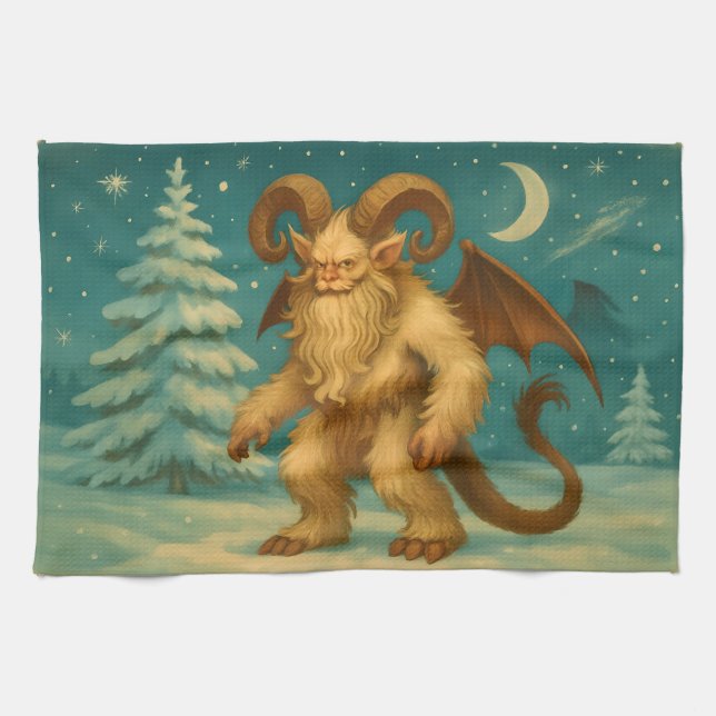 Aged Krampus Tea Towel (Horizontal)