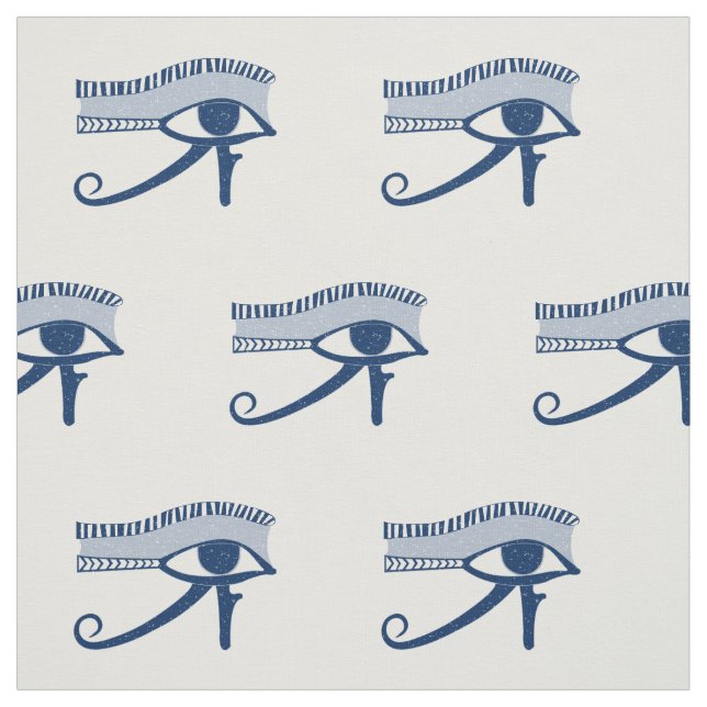 Aged Look Eye of Horus Blue and White Fabric (Swatch)