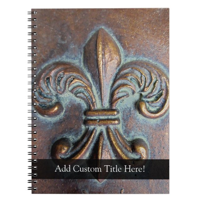 Aged-Look Fleur de Lis Spiral Notebook (Front)
