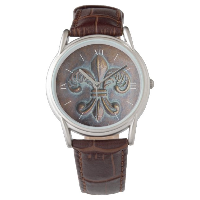 Aged Look Fleur De Lis Watch (Front)