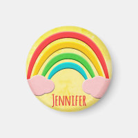 Aged Paper Cut Rainbow And Pink Clouds