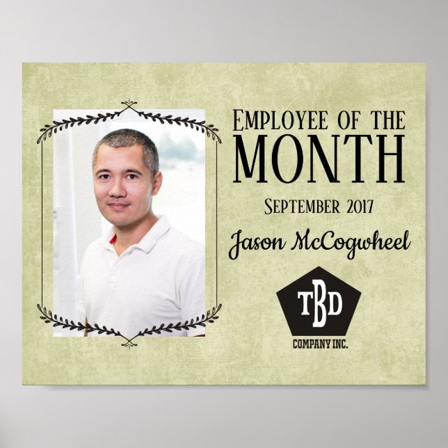Aged paper employee of the month certificate poster (Front)