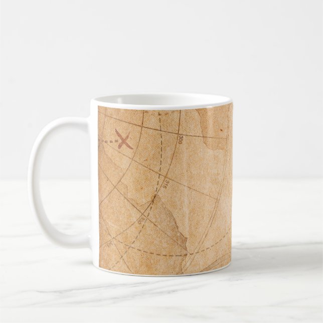 aged pirates treasure map backgroundmap,treasure,v coffee mug (Left)