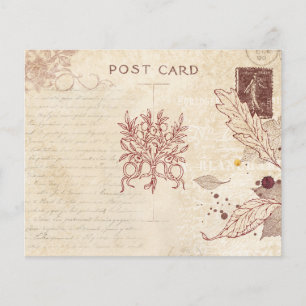 Aged Post Card Vintage Fall Scrapbook Paper