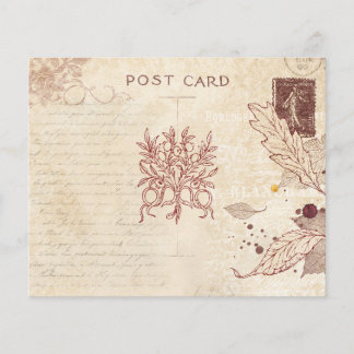 Aged Post Card Vintage Fall Scrapbook Paper