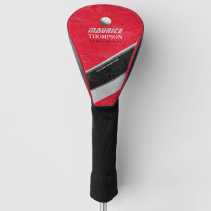 aged RED golf head cover with golfer name