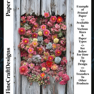 Aged Rustic Wood With Flowers CL4 Scrapbook Paper