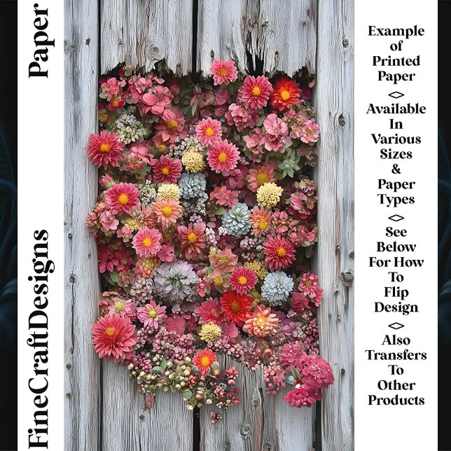 Aged Rustic Wood With Flowers CL4 Scrapbook Paper (Creator Uploaded)