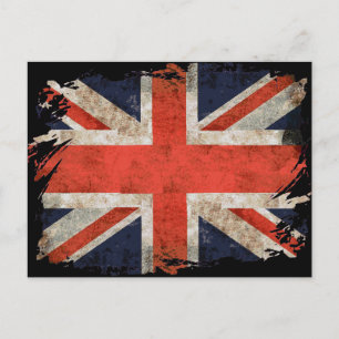 Aged shredded Union Jack Postcard