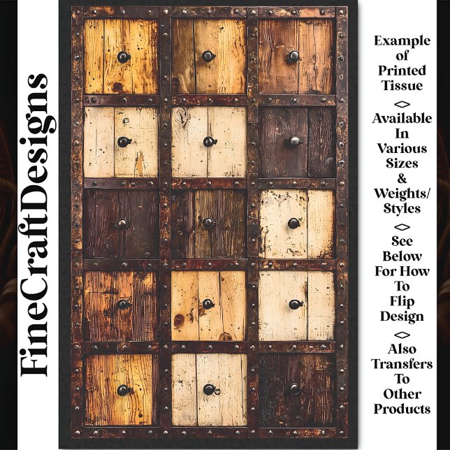 Aged Square Multi Drawer Wood Panel AT4 Decoupage Tissue Paper (Creator Uploaded)