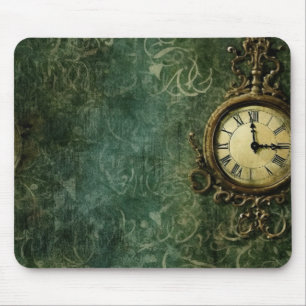 Aged Steampunk Mechanical Clockwork on Green Mouse Pad