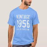 Aged to perfection 1956 men's 60th Birthday shirt<br><div class="desc">Aged to perfection born in 1956 men's 60th Birthday t shirt. Funny quote blue tee shirt for 60 year old men. Faded vintage typography design with year of birth number. Add your own custom date. Personalizable year / established number. Cool surprise Birthday party gift idea for legendary dad, father, husband,...</div>