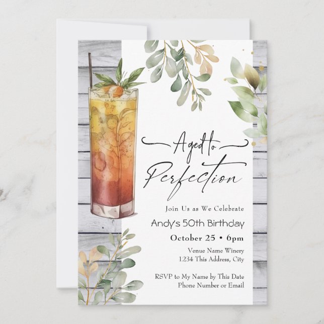 Aged to Perfection 50th Birthday Floral Invitation (Front)