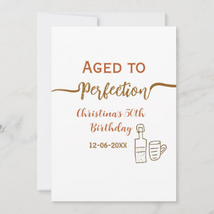 aged to perfection 50th birthday name brown wine invitation
