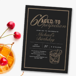 Aged to Perfection 60th Birthday Whiskey Party Invitation