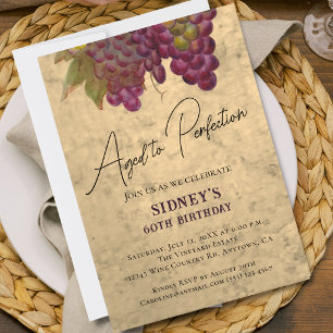 Aged to Perfection 60th Birthday, Wine Elegant Invitation