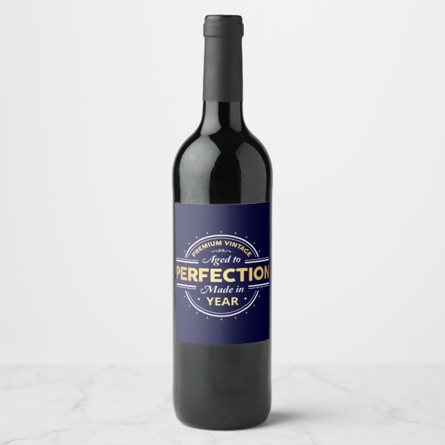 Aged to Perfection Birth Year Wine Label (Front)