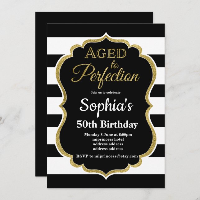 aged to perfection birthday invitation (Front/Back)