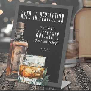 Aged To Perfection Birthday Party Pedestal Sign