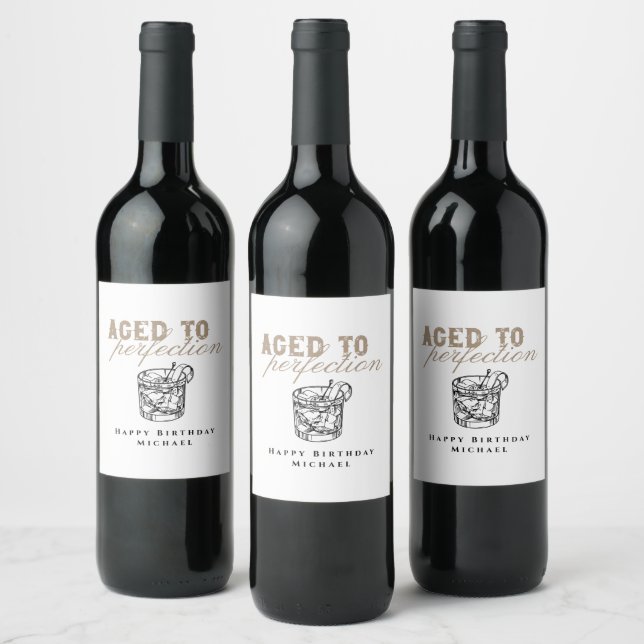Aged to Perfection Birthday Party Wine Labels (Bottles)