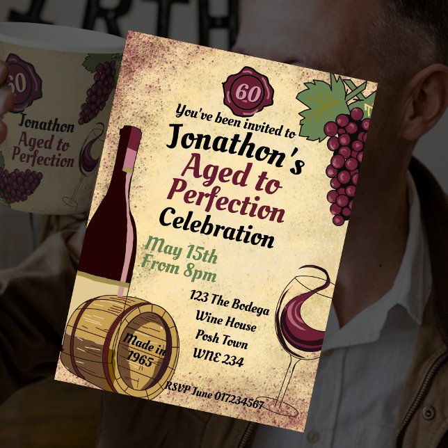 Aged to perfection birthday party wine tasting  invitation (Creator Uploaded)